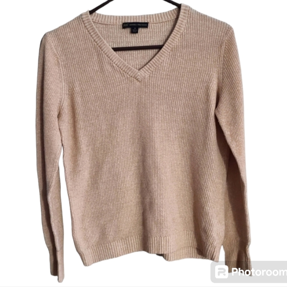 346 Brooks Brothers cream linen cotton blend‎ V neck sweater light-weight Small - Picture 8 of 10